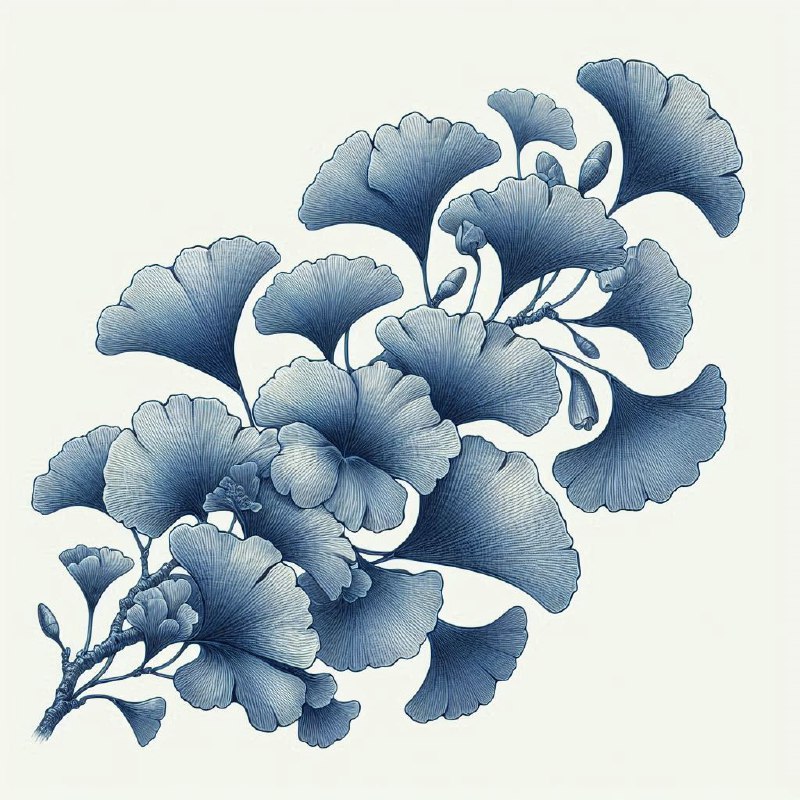 Indigo Vintage Ginkgo in Chinese Porcelain Style
