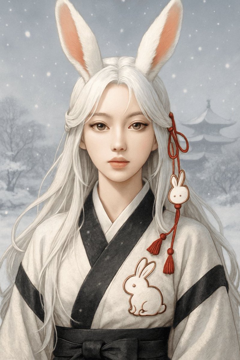 Mysterious Snow Rabbit Portrait