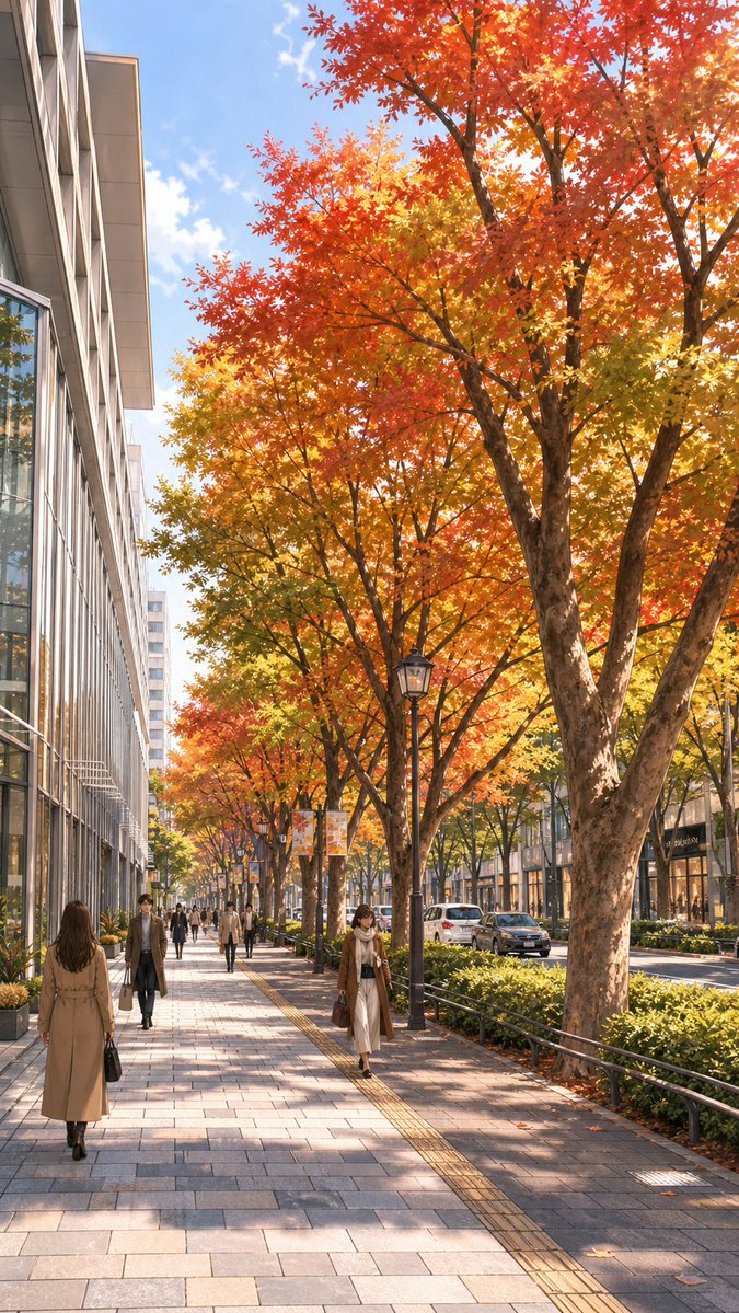Autumn Anime City Street Illustration