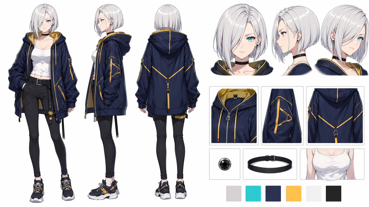 Techwear Anime Girl Reference
