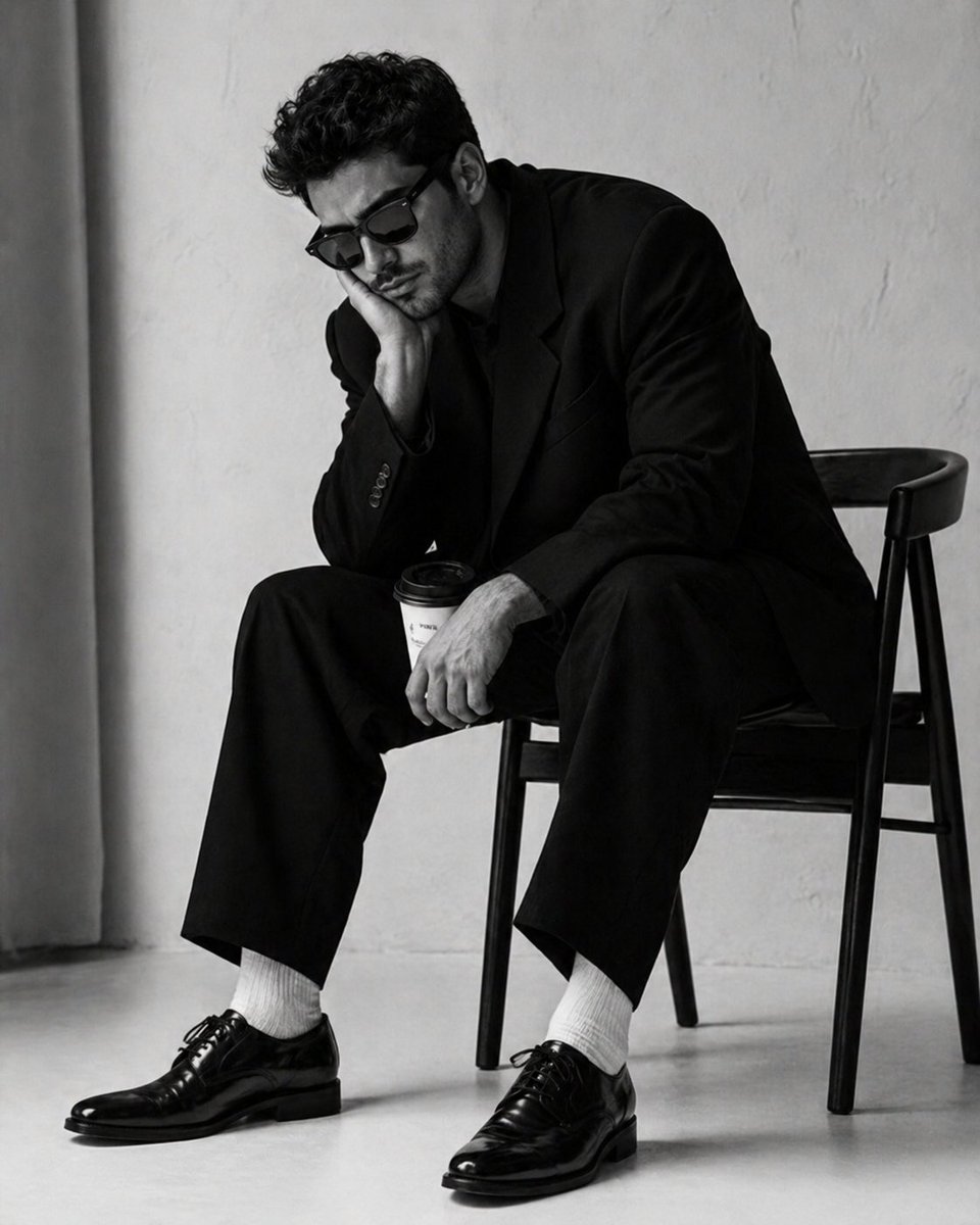 Moody Black-and-White Studio Portrait of a Man