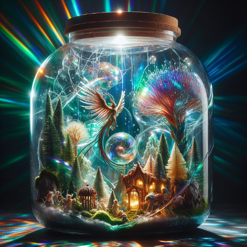 Miniature Forest Village Terrarium Jar With Broken Glass