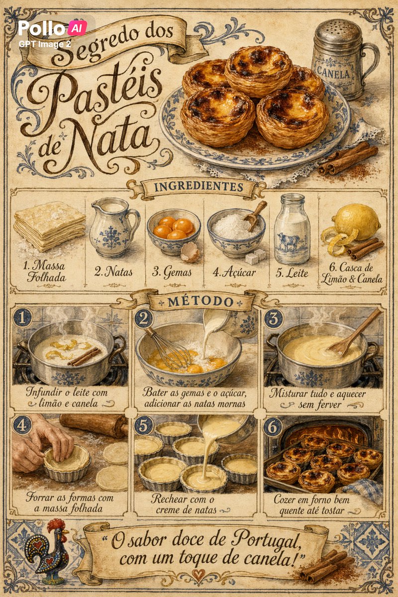 Vintage Pastel De Nata Recipe Poster