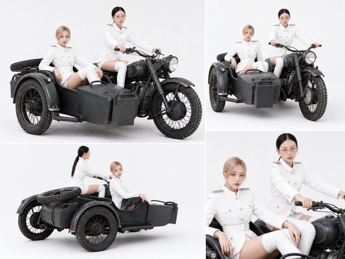 Vintage Military Motorcycle Studio Collage