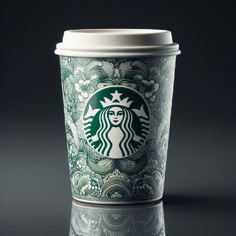 Green Batik Pattern Starbucks Ceramic Cup Product Photo