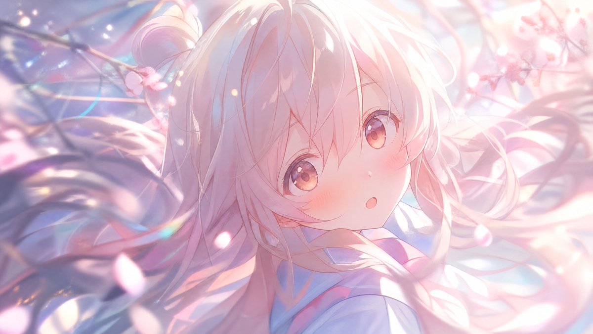 Dreamy Cherry Blossom Anime Girl Portrait