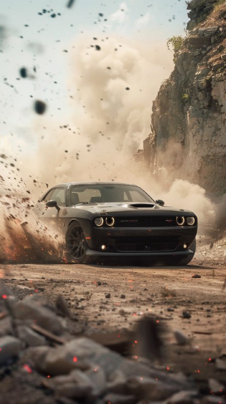 Dodge Challenger Drifting Through World War I Battlefield