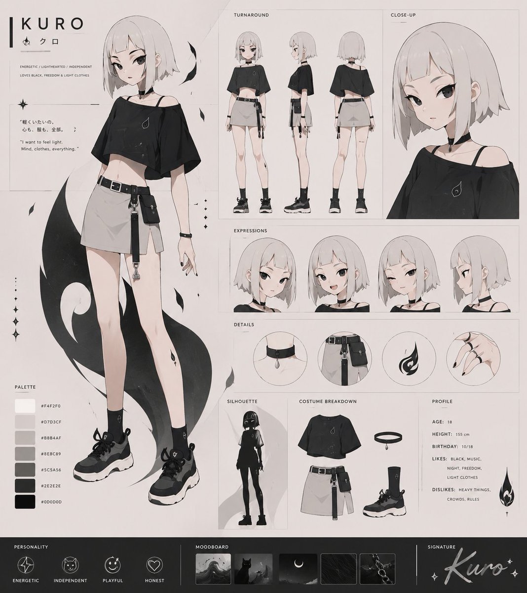 KURO VTuber Character Design Sheet