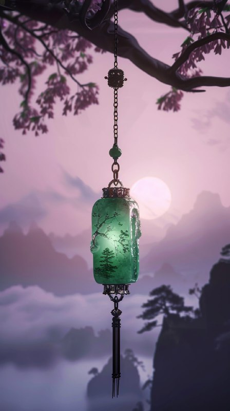 Dreamy Chinese Jade Pendant With Night Dew Drops