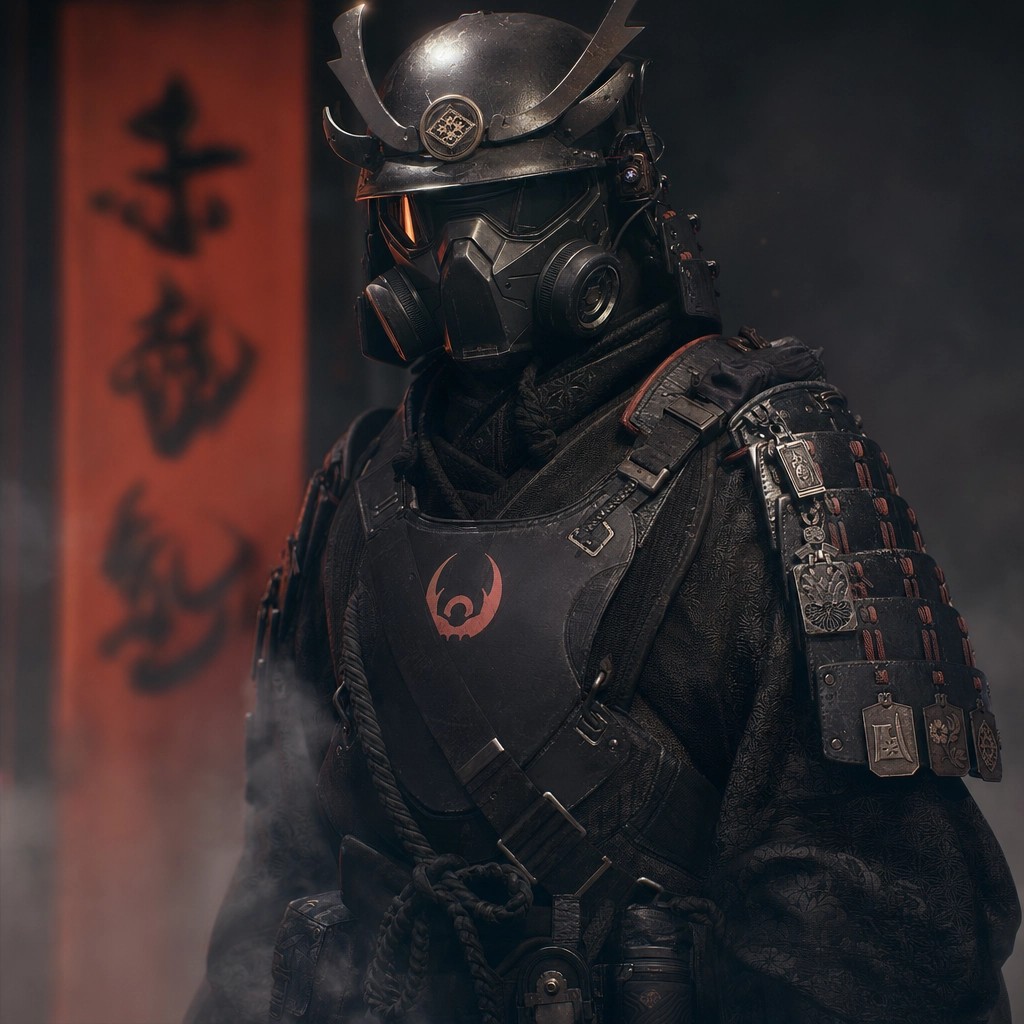 Futuristic Samurai Dark Fantasy Portrait