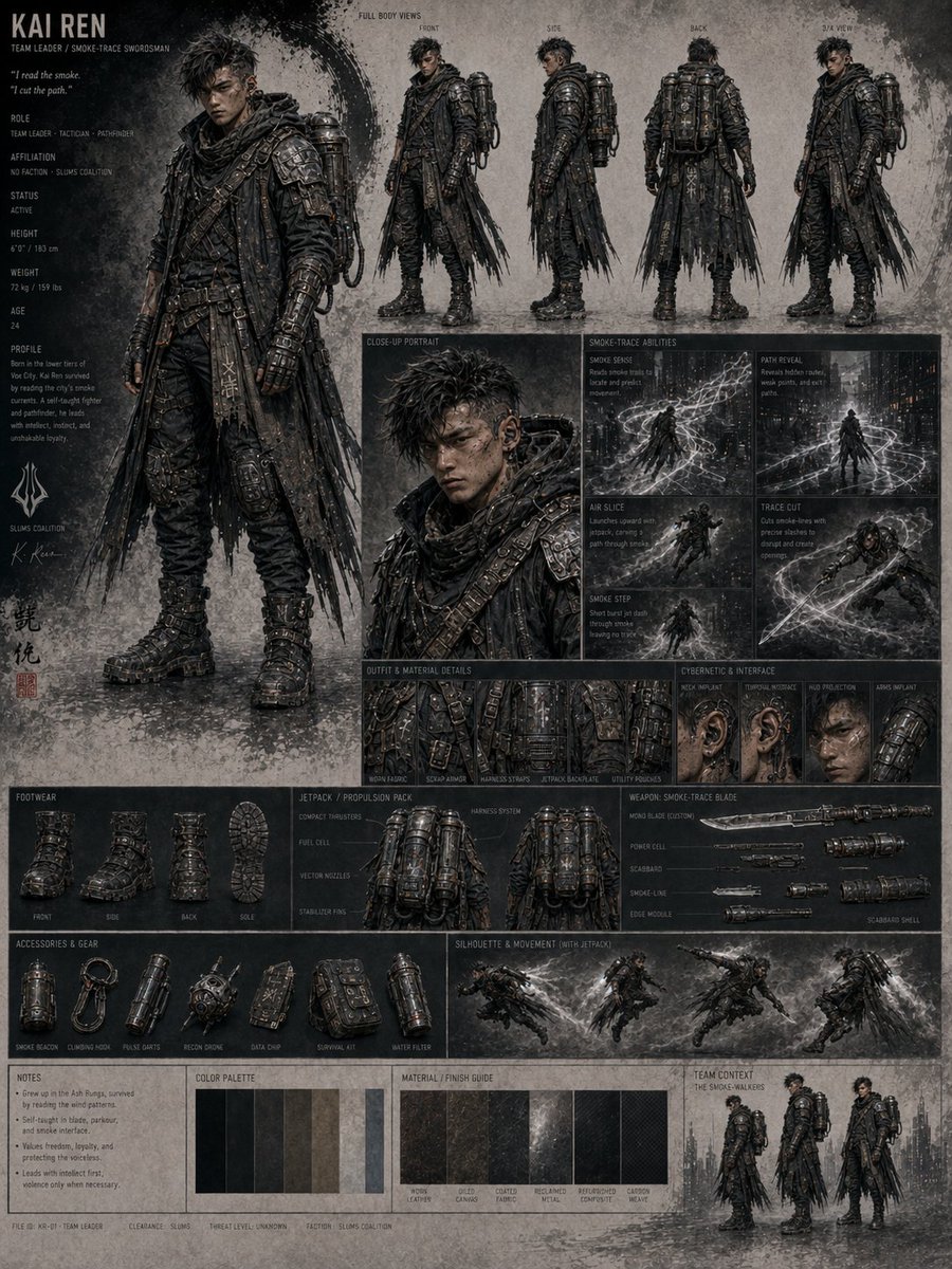 Smoke-Trace Swordsman Concept