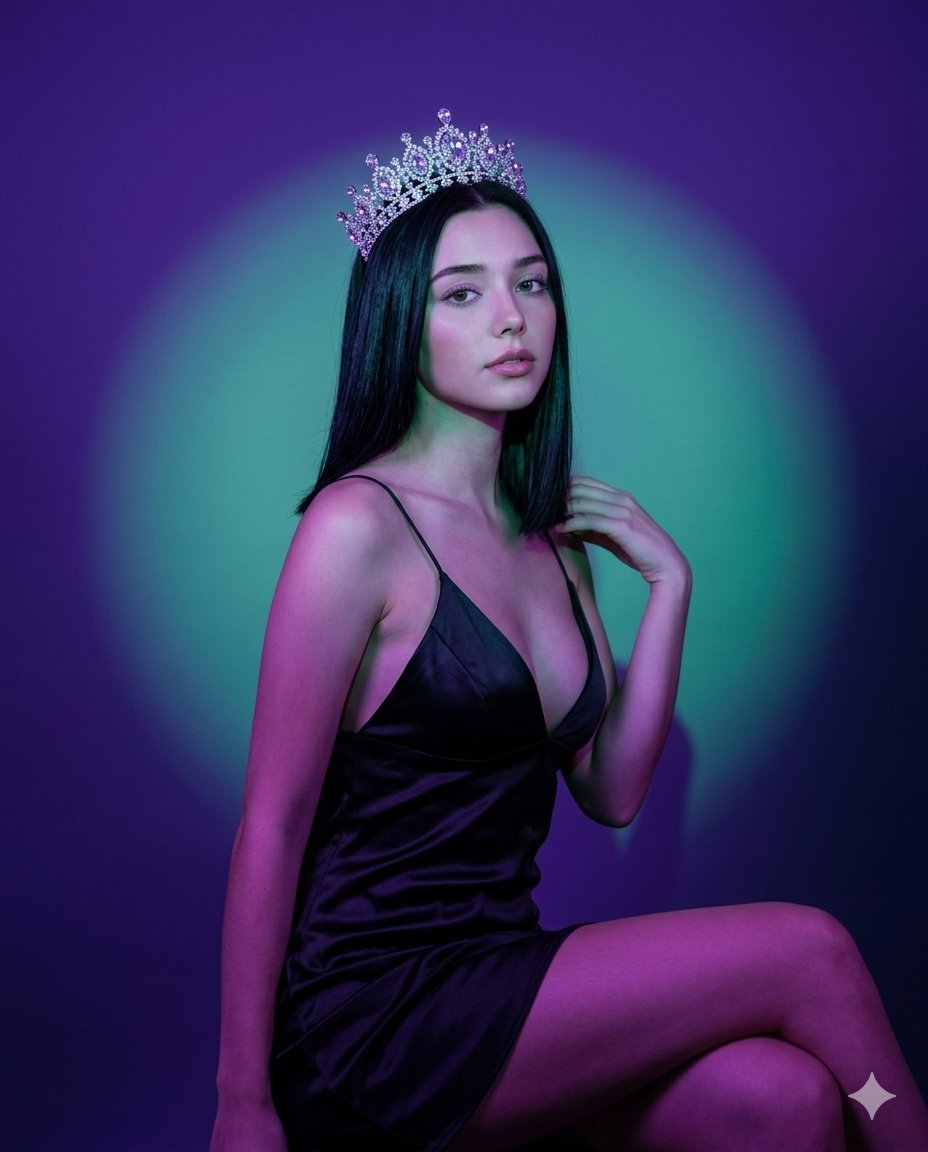 Neon Crystal Queen Portrait