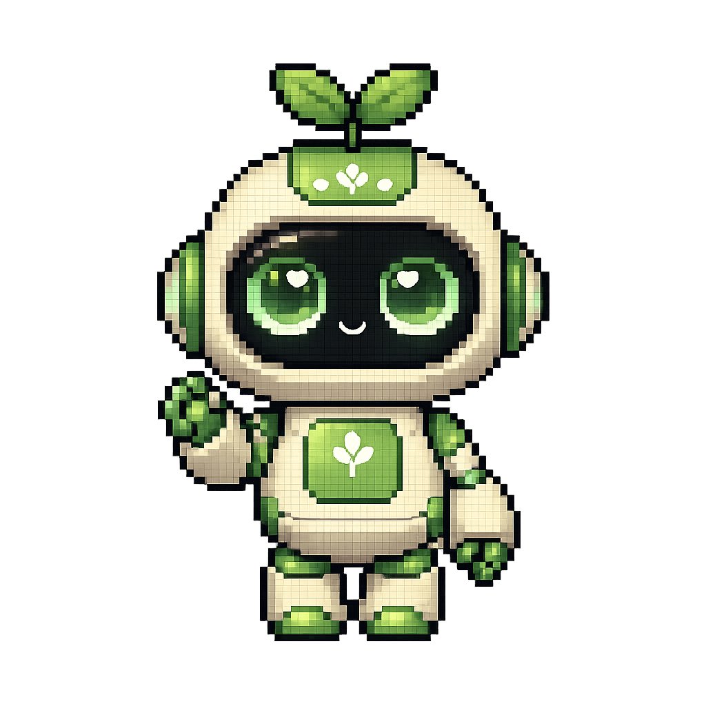 Cute Pixel Art Eco Robot