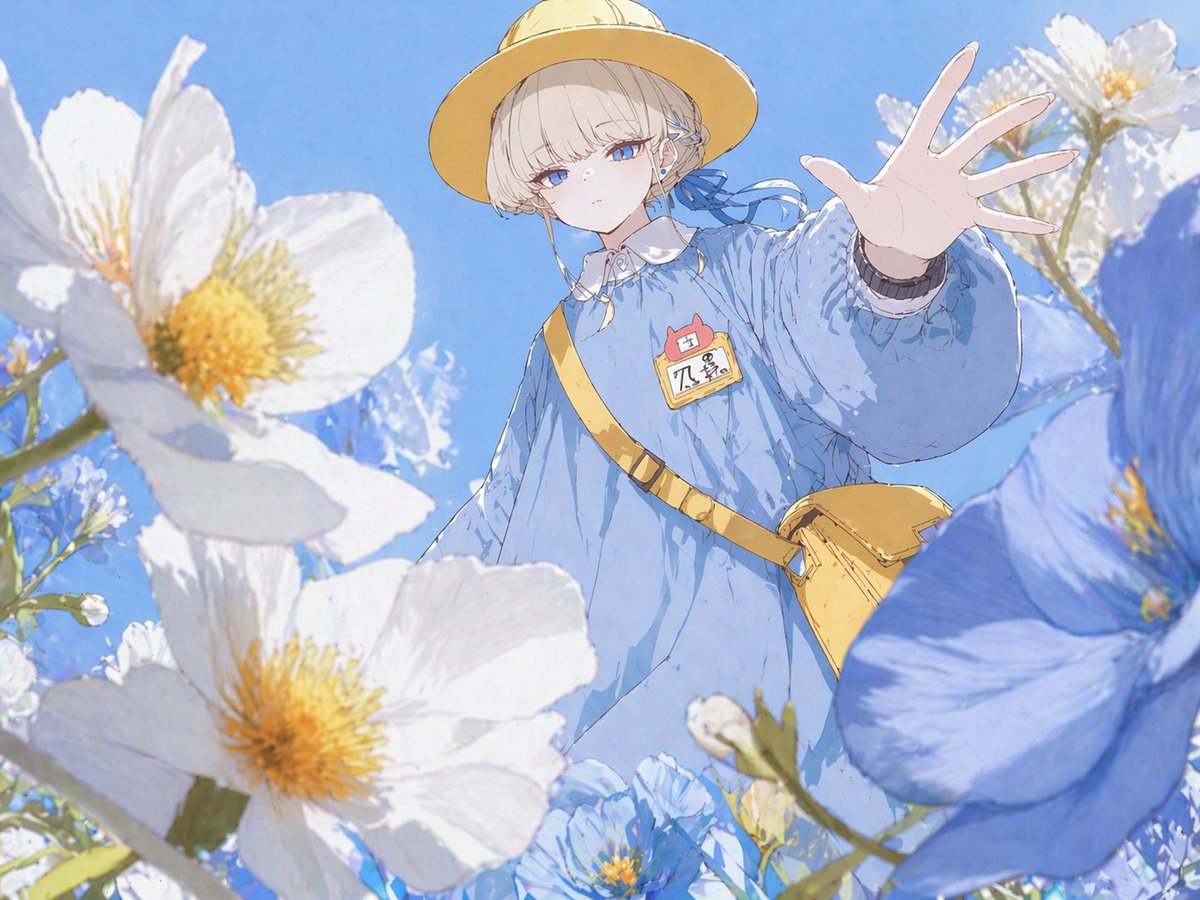 Dreamy Anime Girl in Flower Field