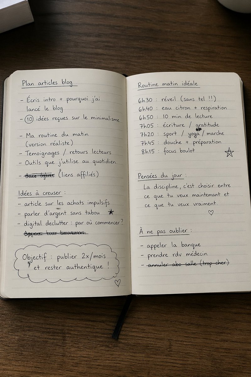 French Notebook Planning Layout
