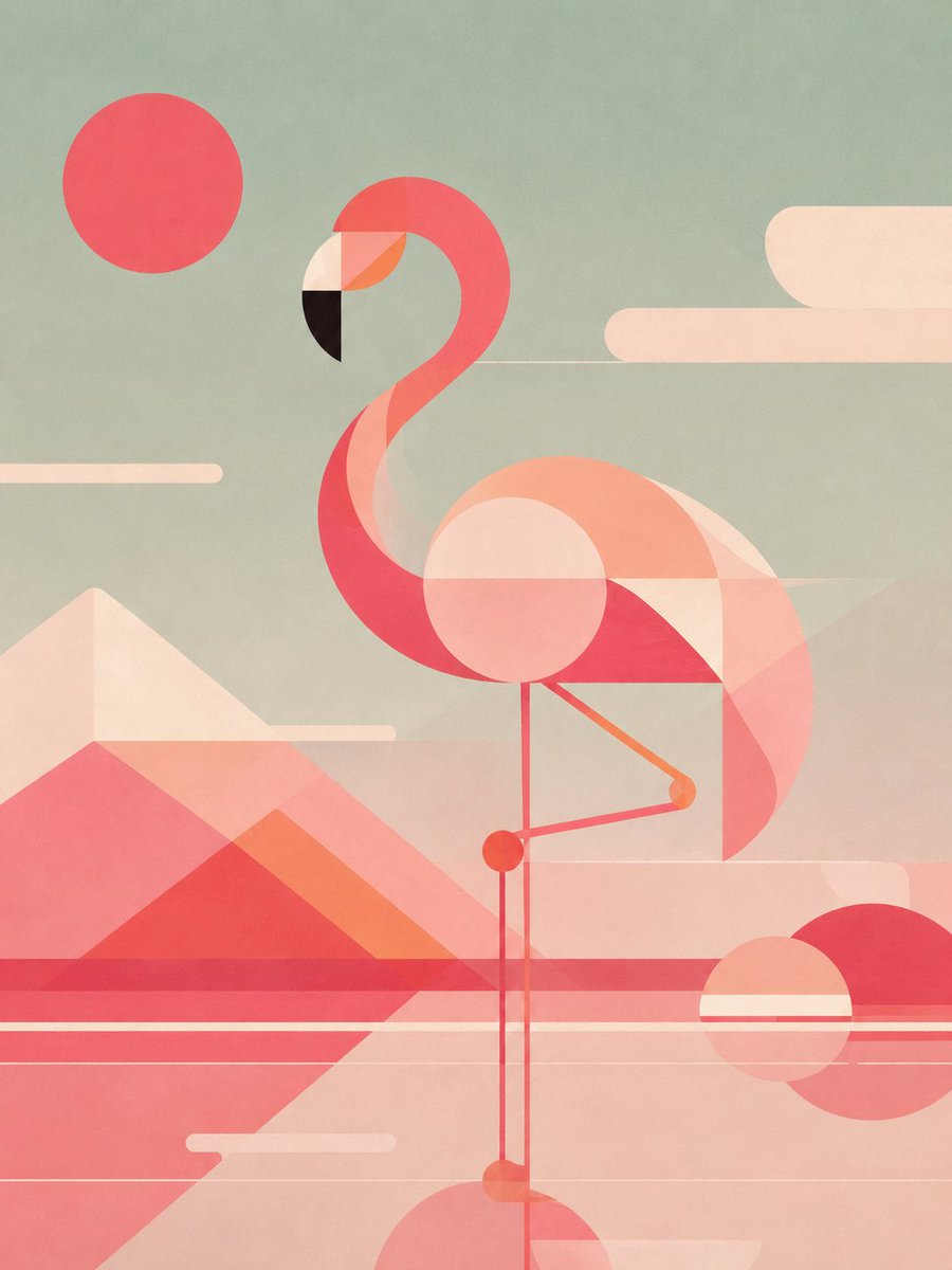 Minimalist Geometric Flamingo Art