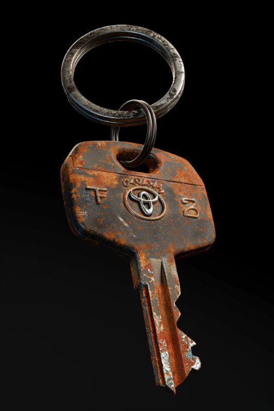 Rusty Toyota Car Keys Floating on Black Background