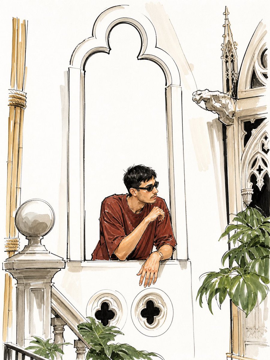 Vogue-Style Architectural Fashion Illustration