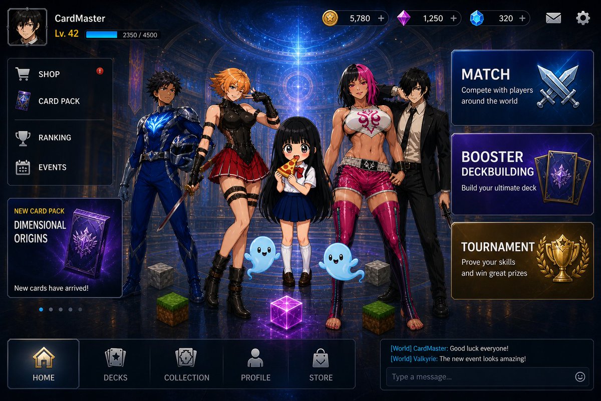 Anime Fantasy Card Game UI