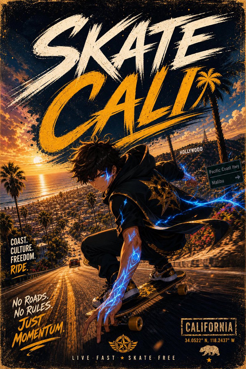 Skate Cali Anime Poster
