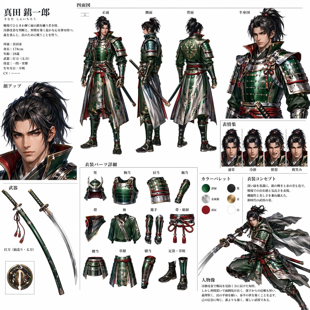 Ginger Ale Samurai Character Design Sheet