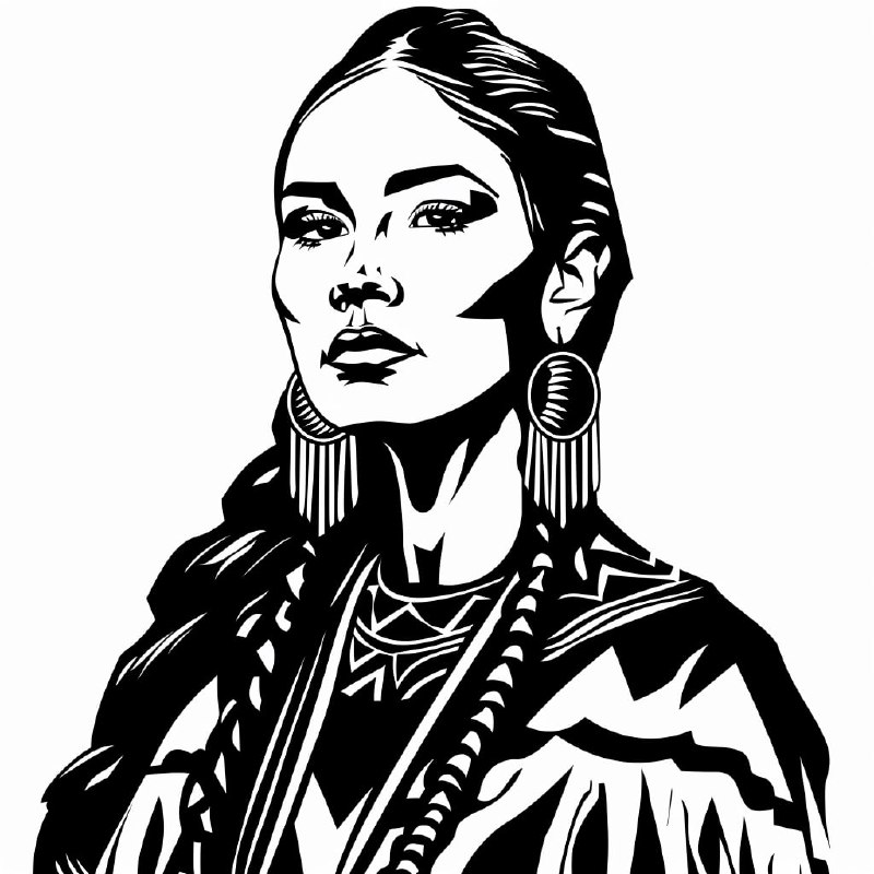 Native American Woman Bold Vector SVG Style Portrait