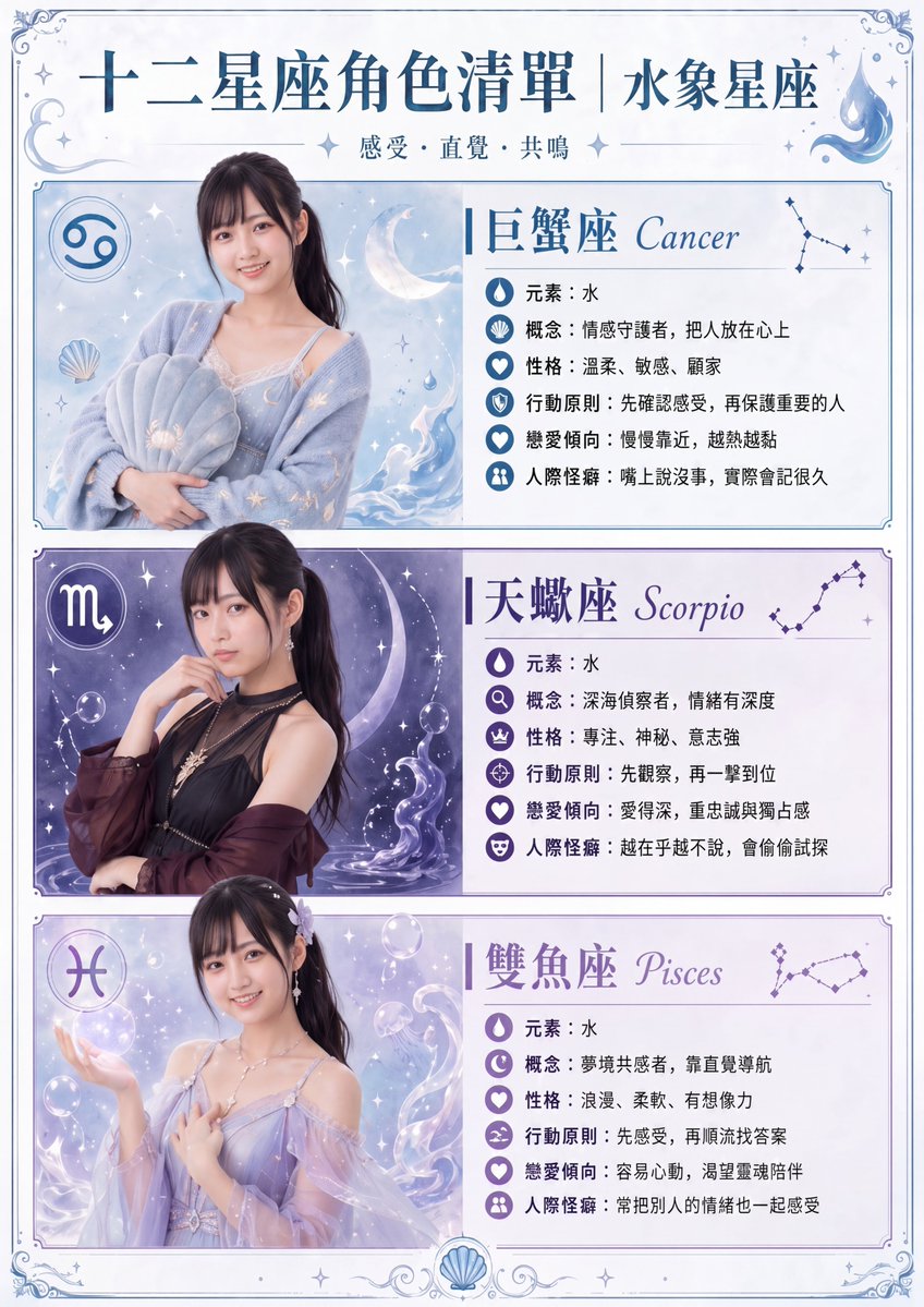 Zodiac Water Signs Characters