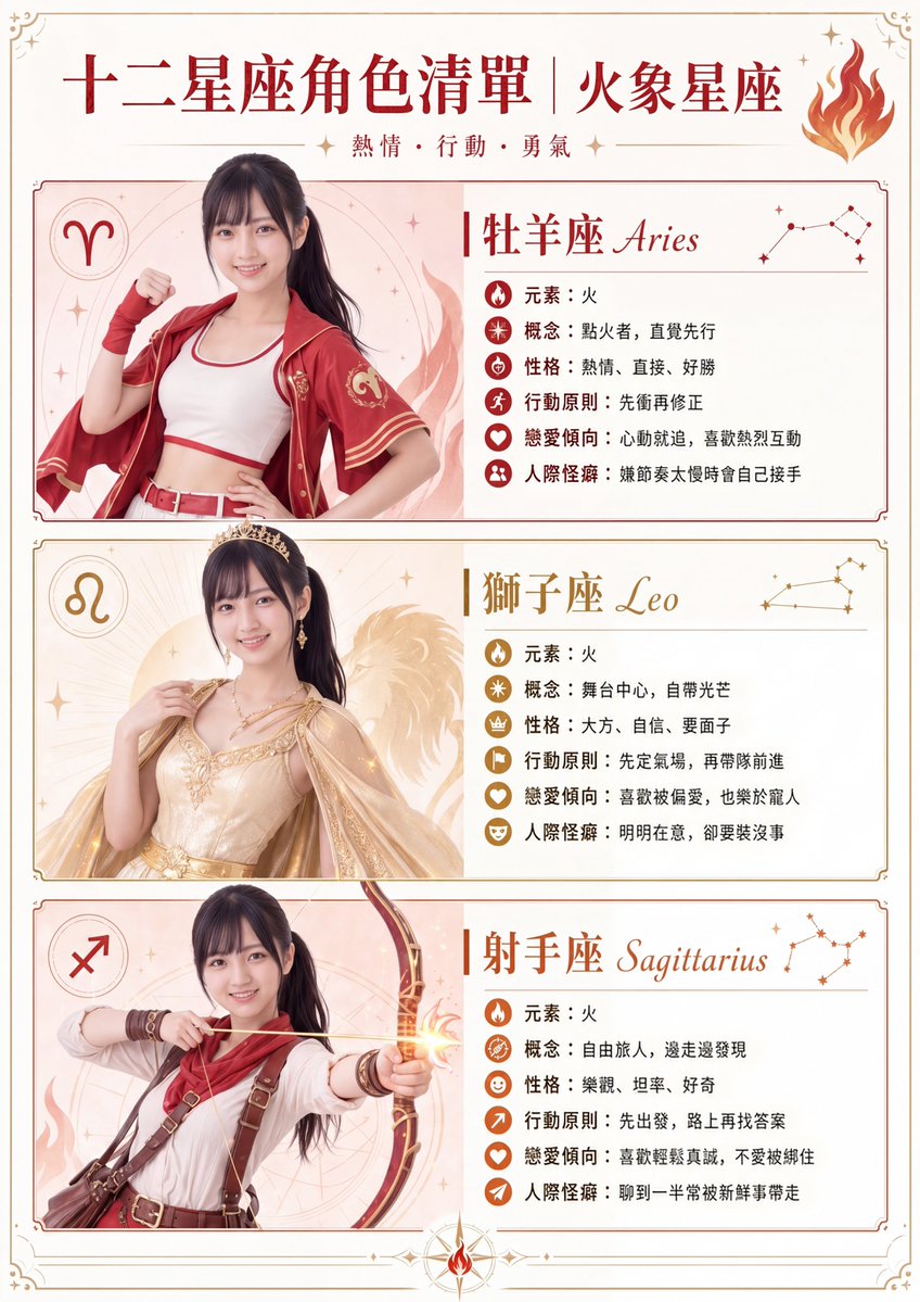 Fire Signs Zodiac Characters
