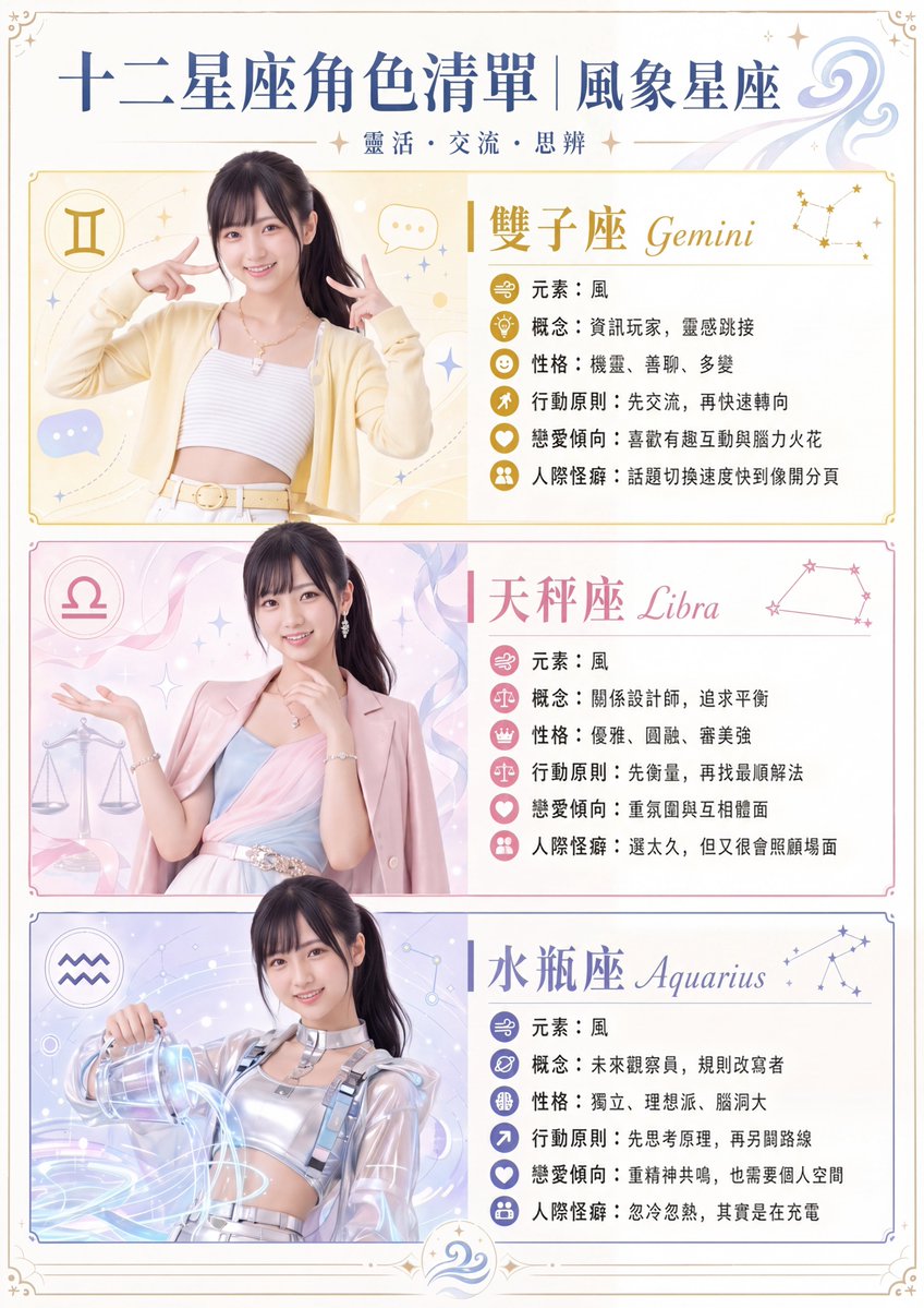 Air Sign Zodiac Character Infographic Poster