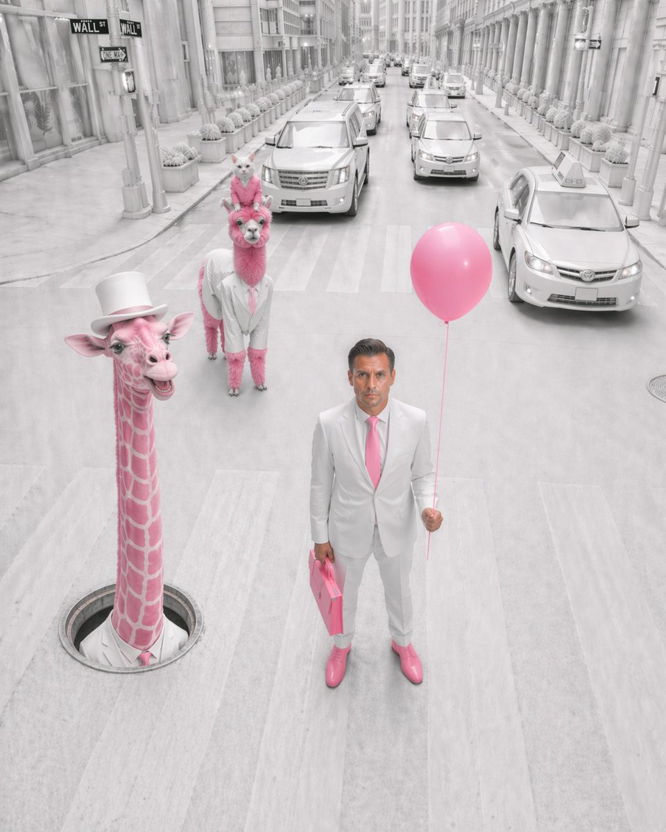Surreal Pink Wall Street Fashion Editorial