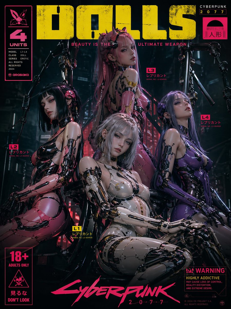 Cyberpunk Mechanical Figures Poster