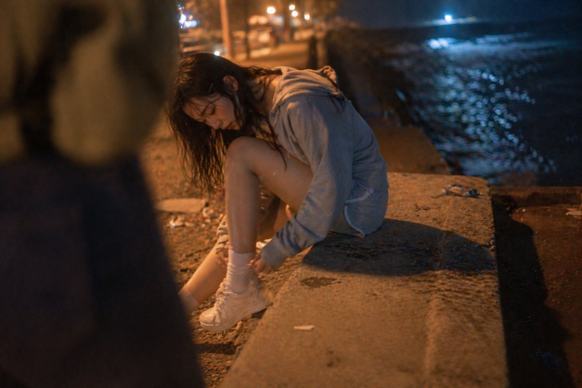 Cinematic Candid Night Beach Snapshot