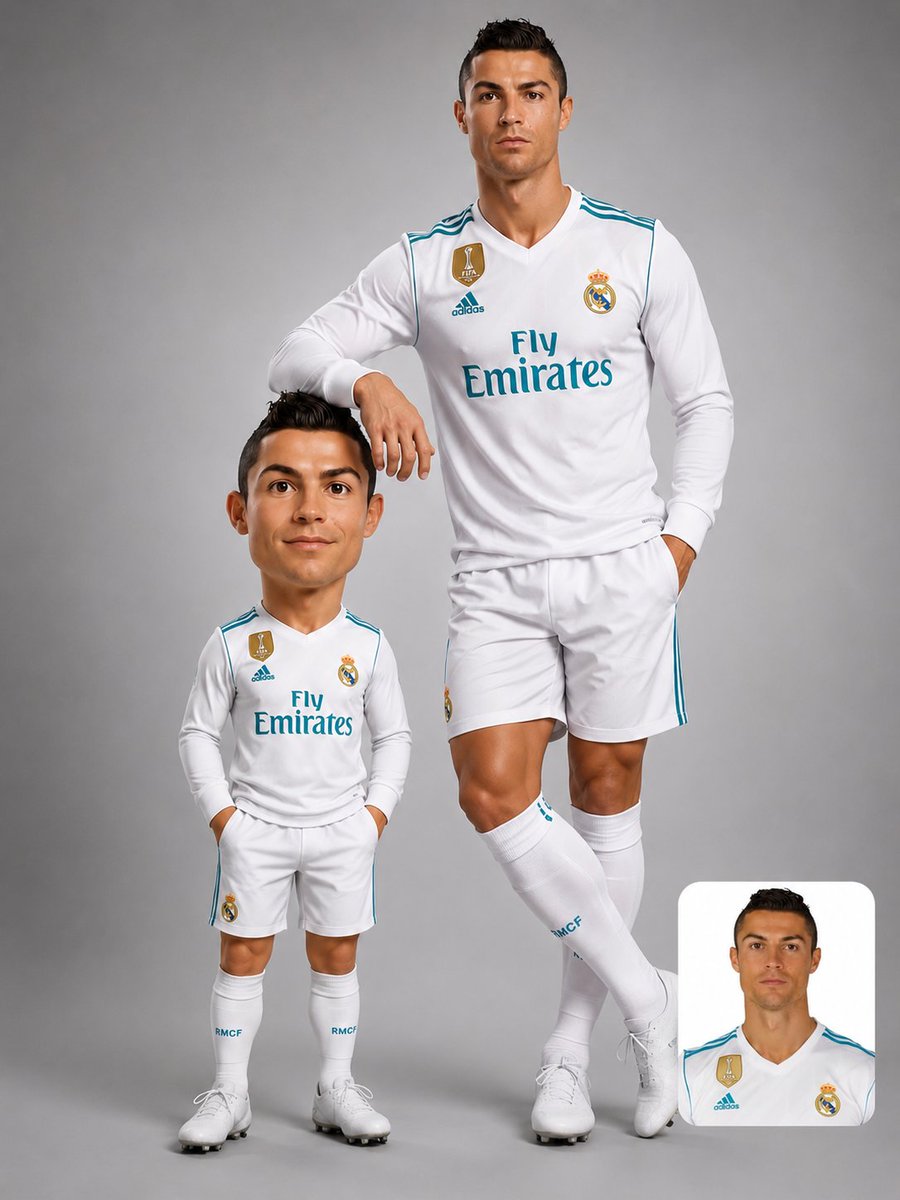 Ronaldo Stands with Chibi Self