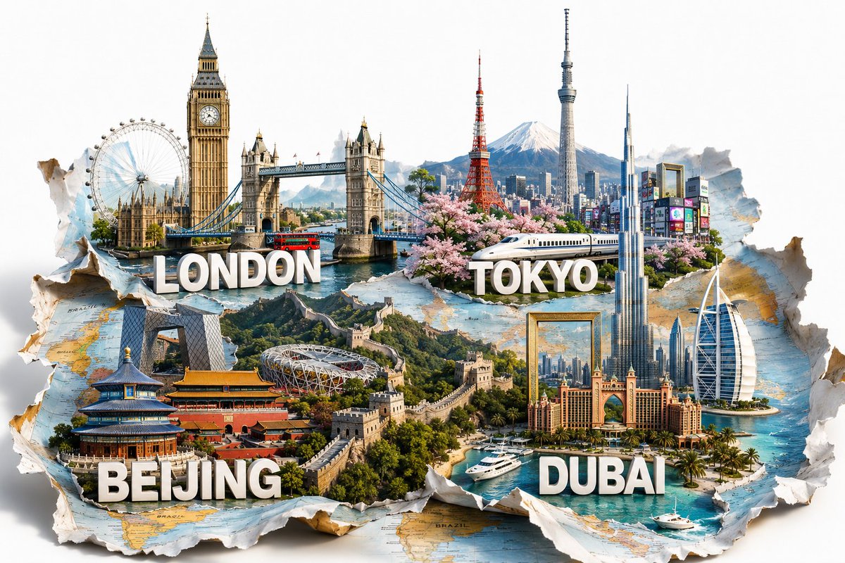 Pop-Up 3D Cities Burst From World Map