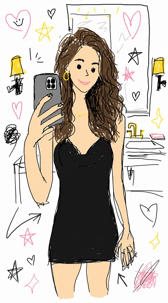 Doodle Mirror Selfie Girl