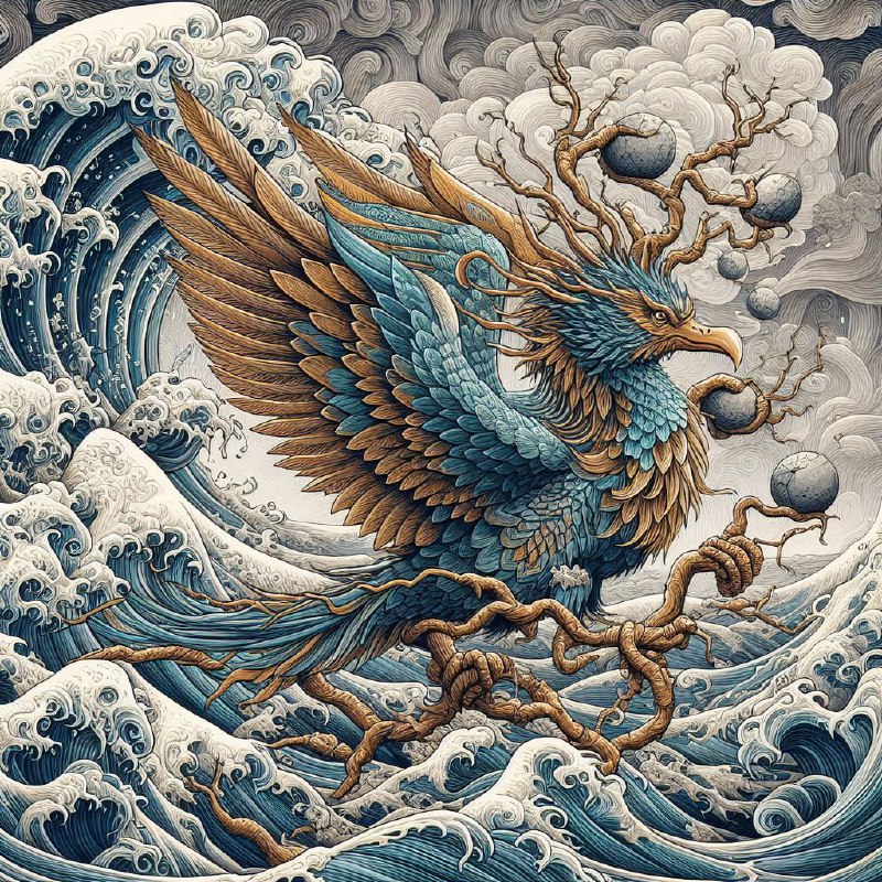Mythical Jingwei Bird Filling the Sea Chinese Folklore
