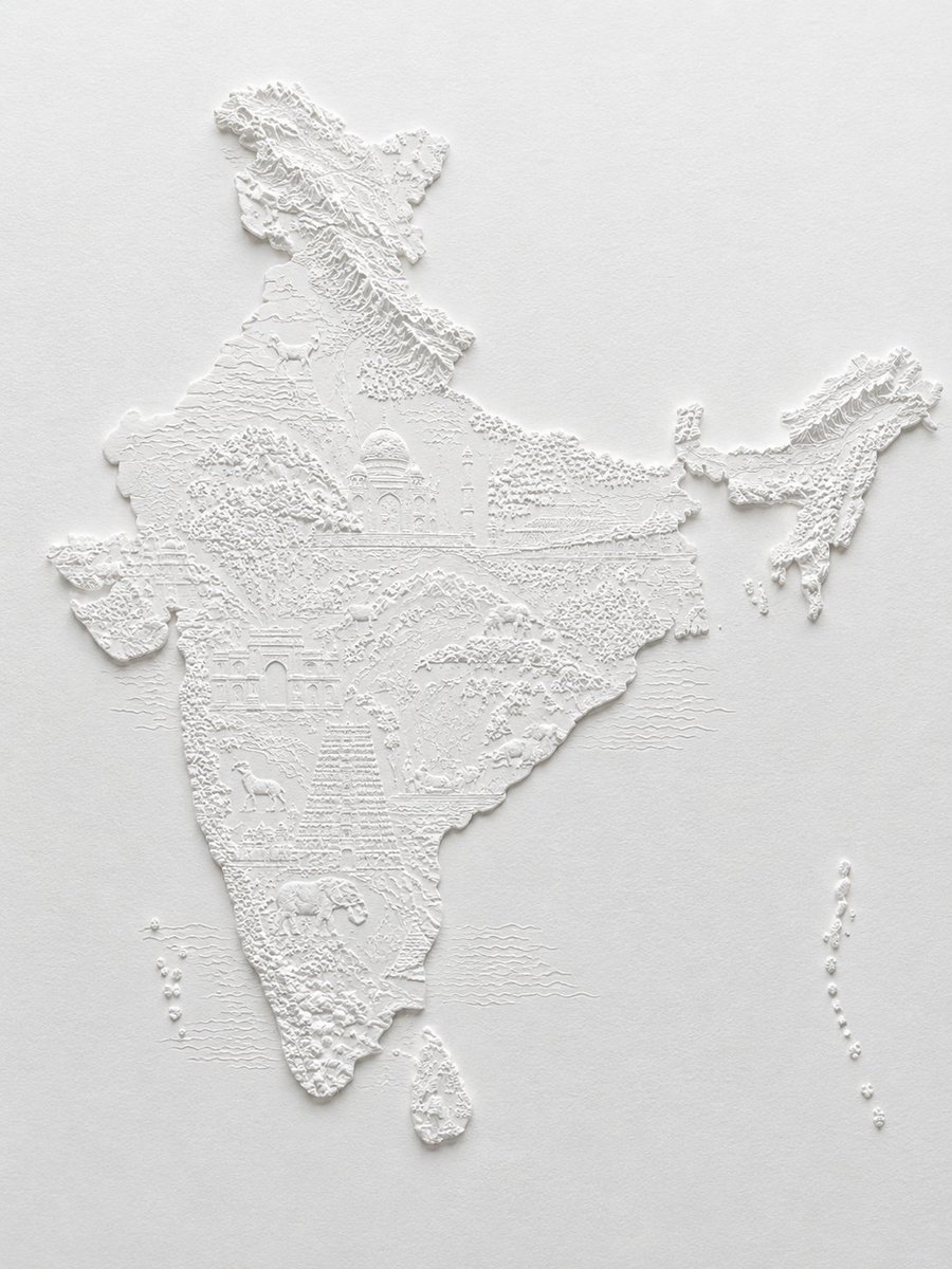 India Paper Sculpture Relief Map