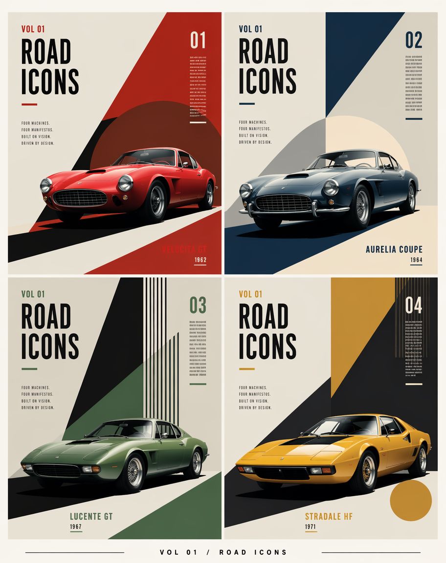 Constructivist Road Icons Poster