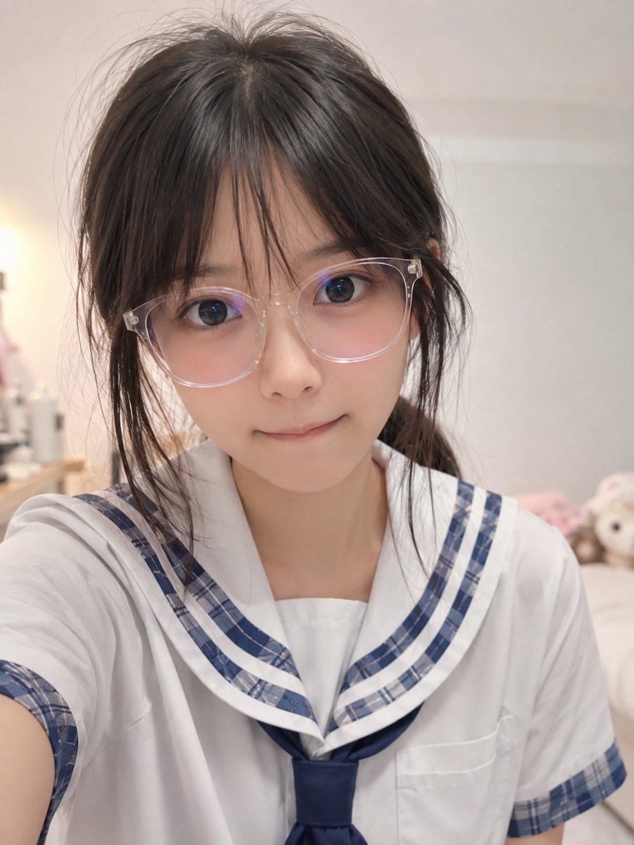 Censored Sailor Uniform Selfie Portrait