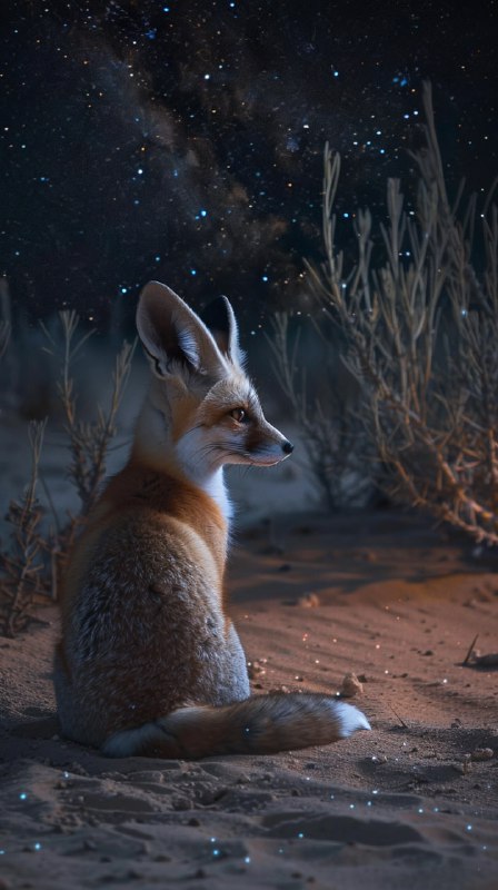 Fennec Fox Stargazing in Desert Night