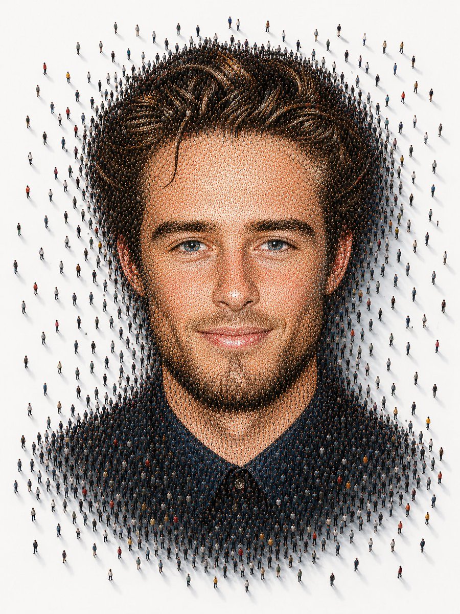 Photorealistic Human Mosaic Portrait Art