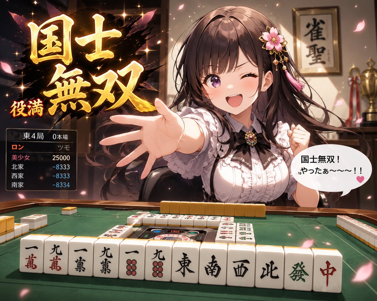 Anime Mahjong Epic Victory Scene