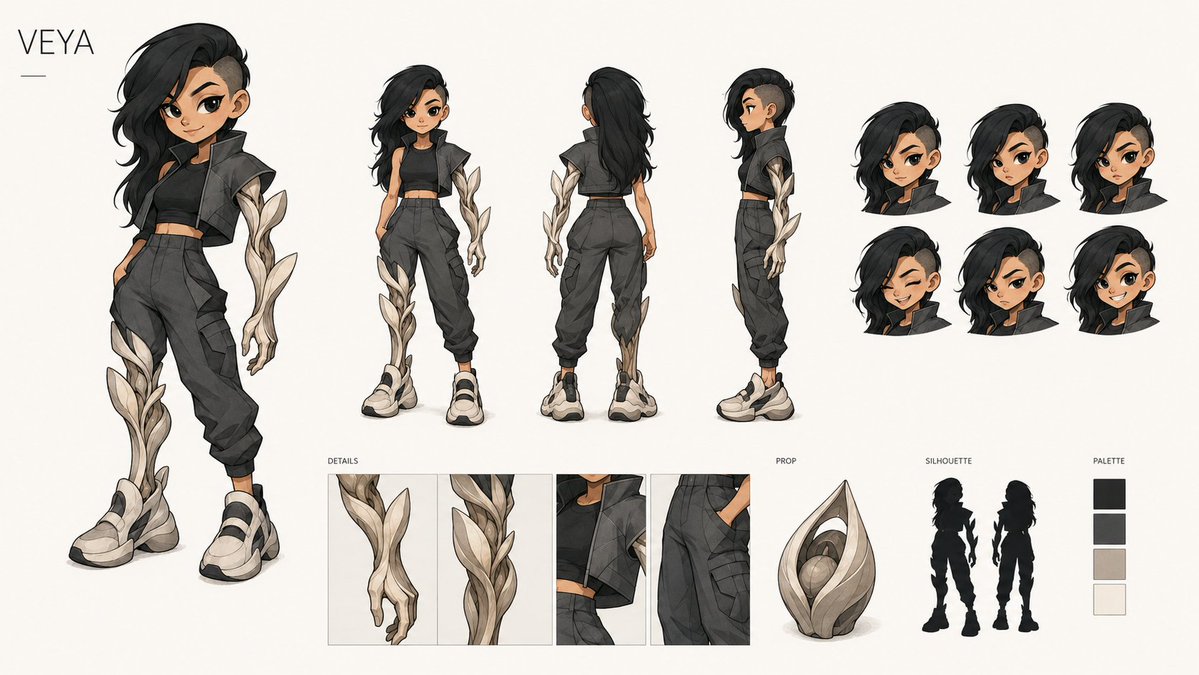 VEYA Futuristic Heroine Design Sheet