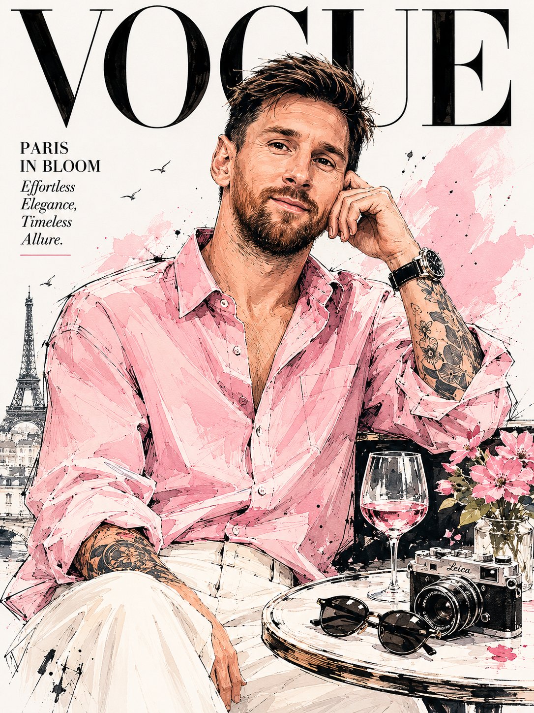 Ronaldo Vogue Paris Watercolor Cover