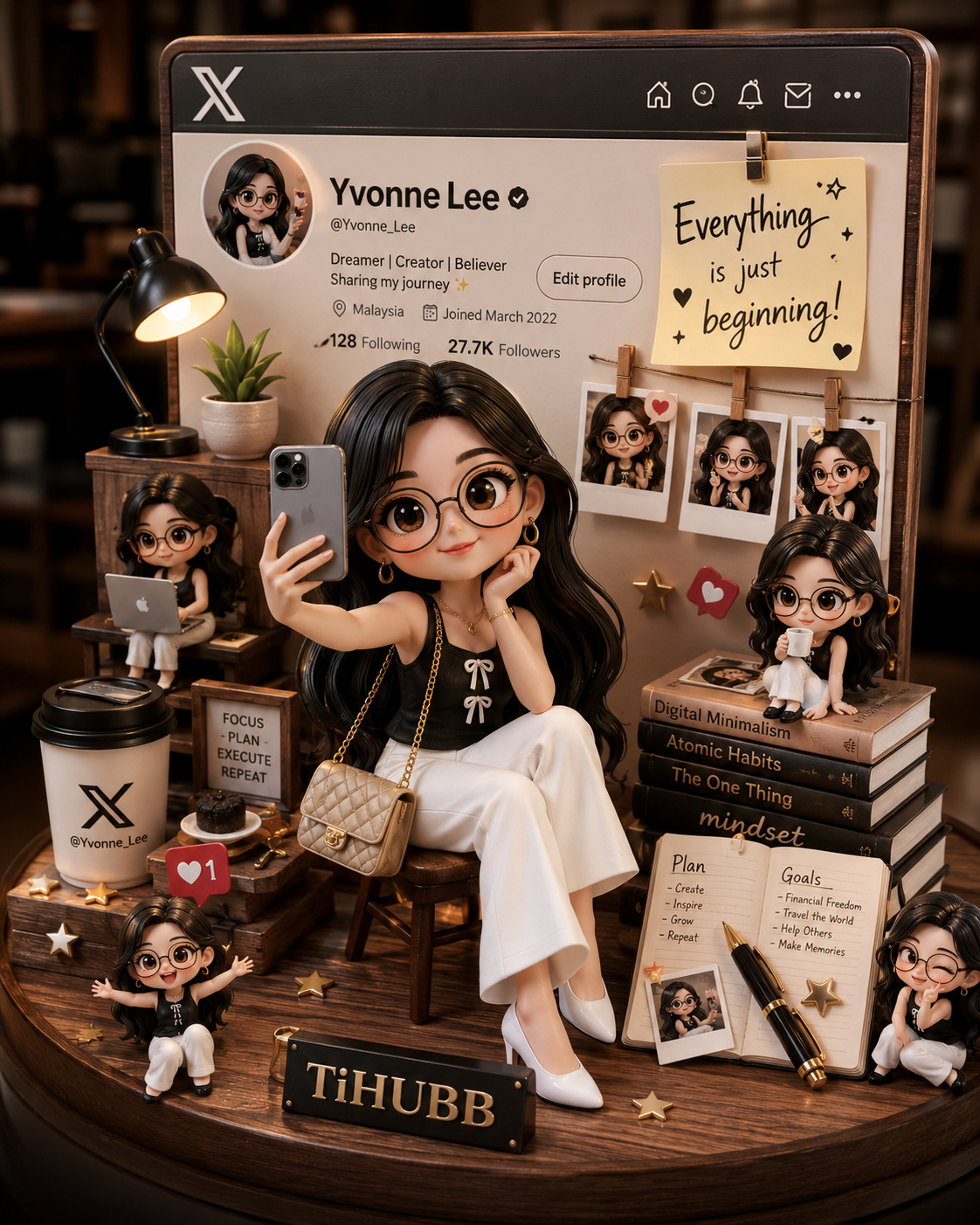 Chibi Girl Selfie Diorama