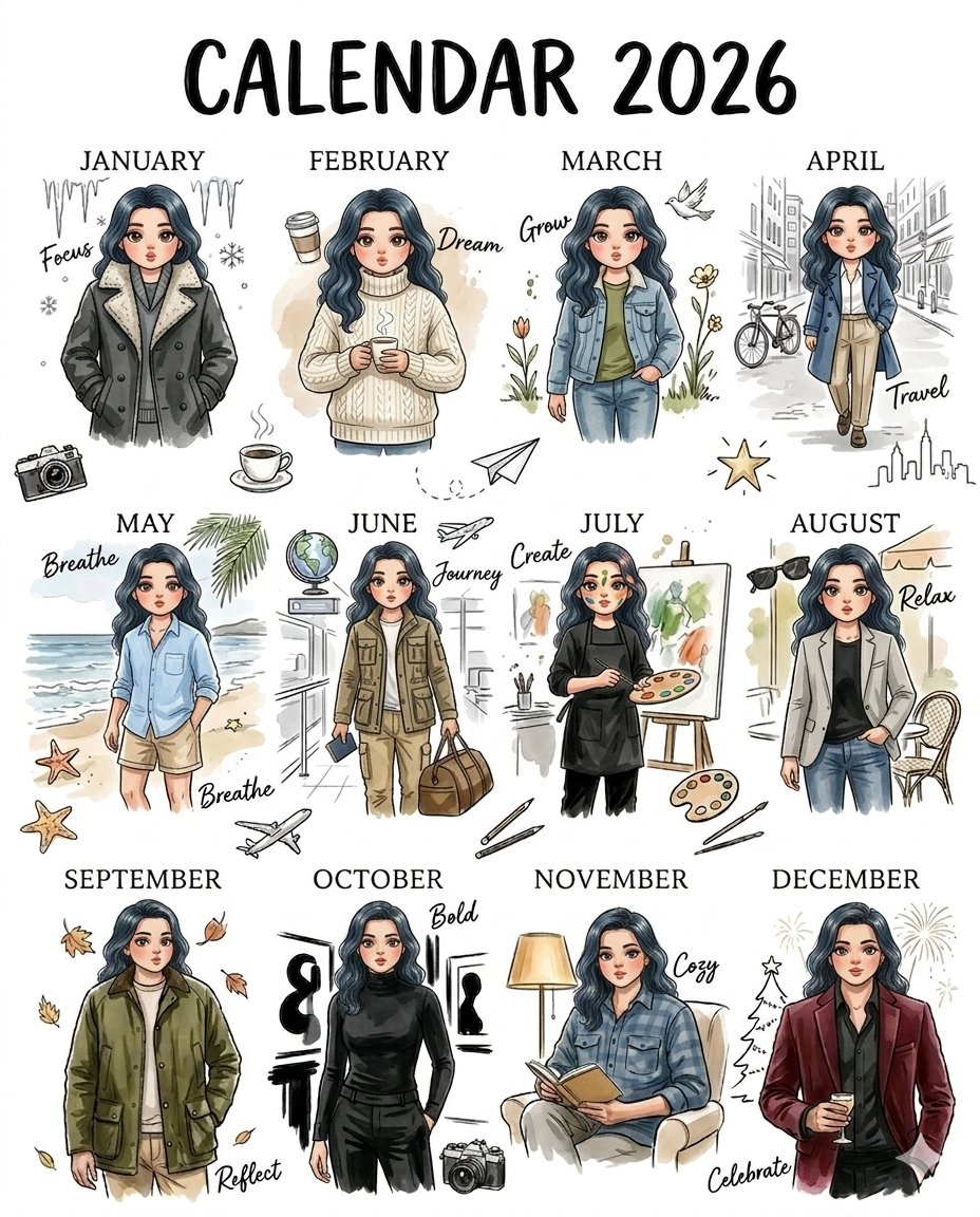 Chibi Girl 2026 Calendar