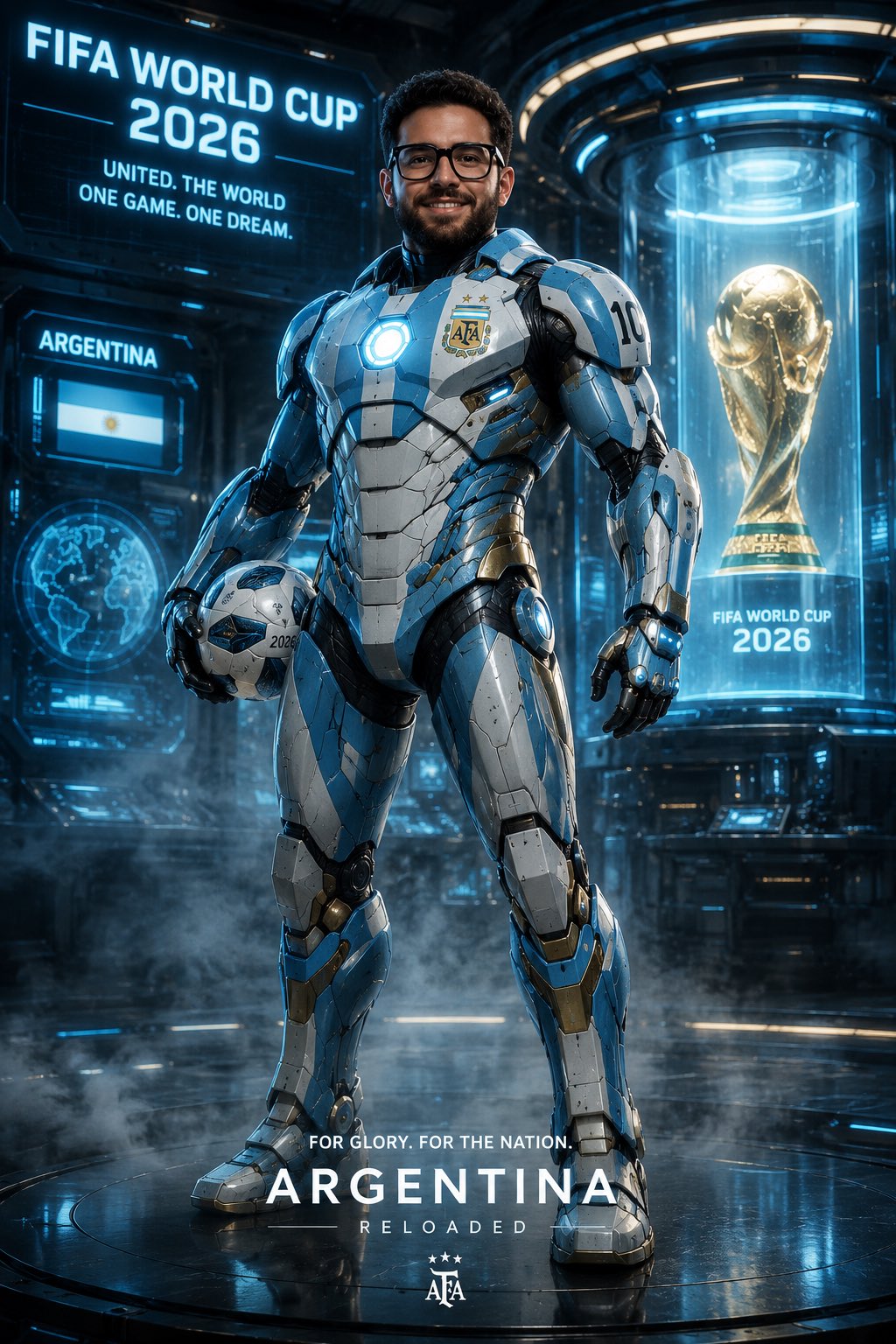Futuristic Argentina World Cup Champion Poster