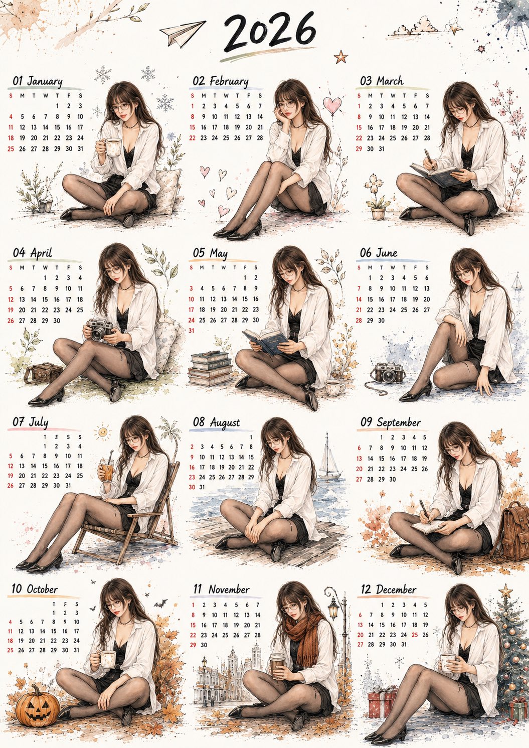 2026 Watercolor Planner Calendar