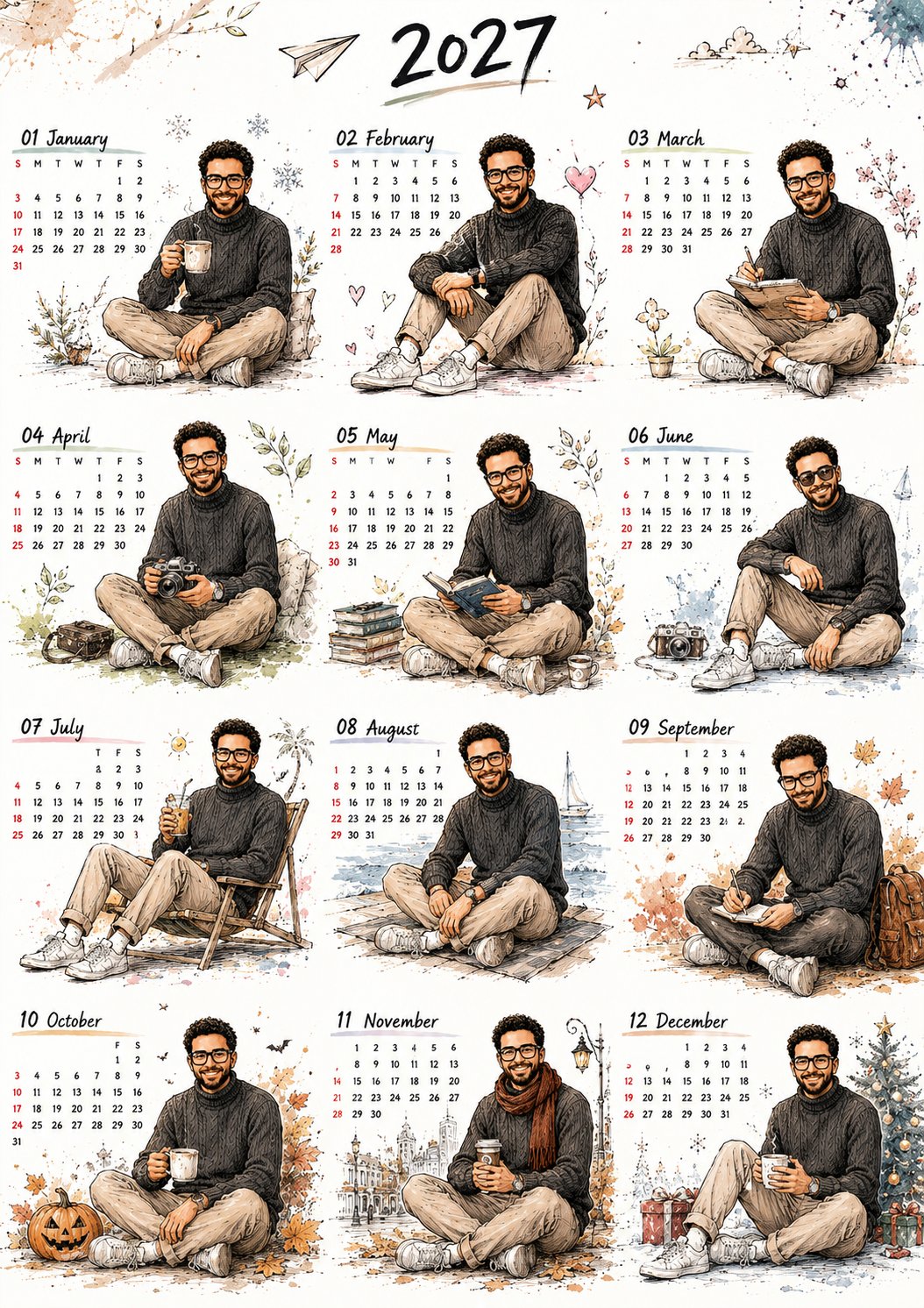Korean Style 2027 Calendar Poster
