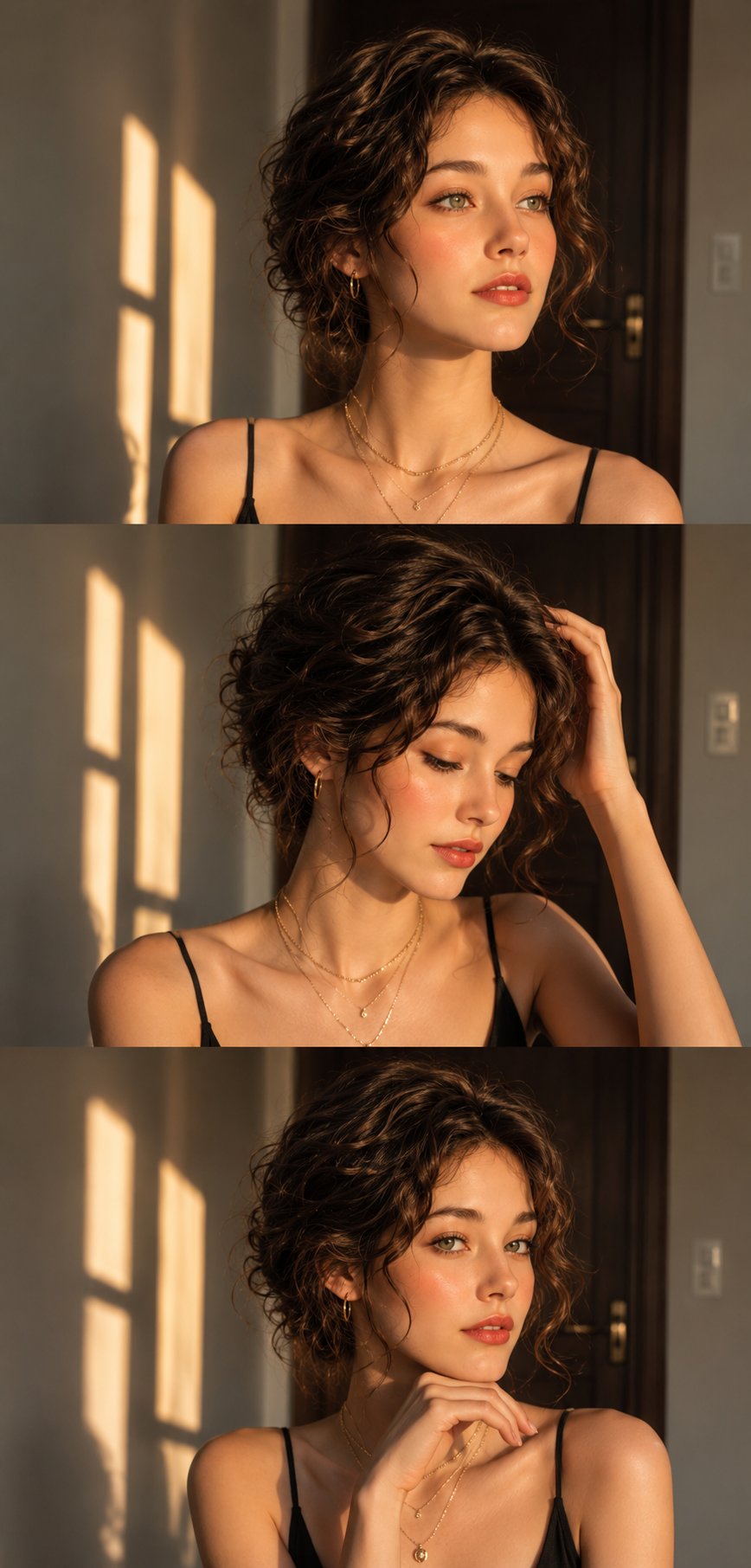 Golden Hour Beauty Portrait Triptych